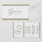 Carte De Visite Blanc élégant de YourJobTitle/rayures d'or (Devant / Derrière)