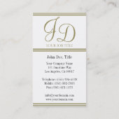Carte De Visite Blanc élégant de YourJobTitle/rayures d'or (Dos)
