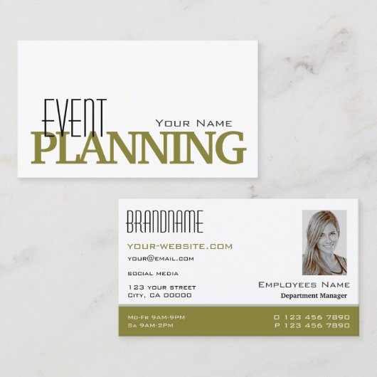 Carte De Visite Blanc élégant et moutarde avec professionnel photo (Devant / Derrière)