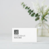 Carte de visite blanc élégant moderne avec logo (Debout devant)