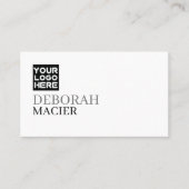 Carte de visite blanc élégant moderne avec logo (Devant)
