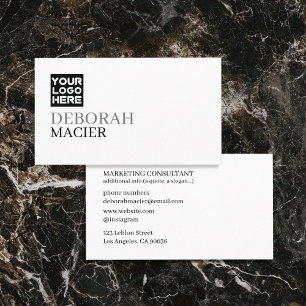 Carte de visite blanc élégant moderne avec logo
