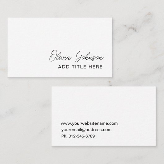 Carte de visite blanc élégant professionnel (Devant / Derrière)