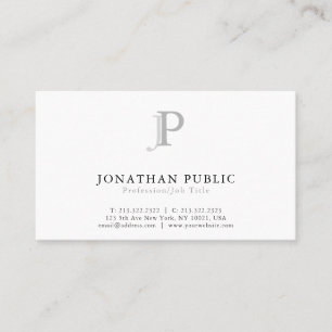 Carte De Visite Blanc élégant professionnel moderne de monogramm