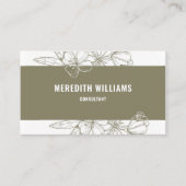 Carte De Visite Blanc esthétique Sage vert Floral professionnel (Devant)