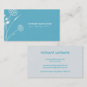 Carte De Visite Blanc Et Bleu Abstrait Élégant Modèle Fleur (Devant / Derrière)