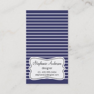 Carte de visite blanc et bleu-foncé de rayures