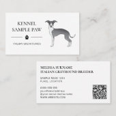 Carte De Visite Blanc Et Bleu Italien Greyhound - Chien Kennel (Devant / Derrière)