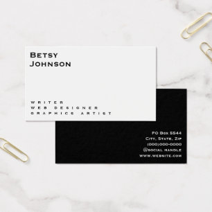 Carte de visite blanc et noir minimaliste