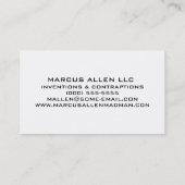 Carte De Visite Blanc et noir simples (Dos)