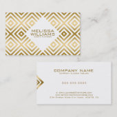 Carte De Visite Blanc Et Or Géométriques Modernes (Devant / Derrière)