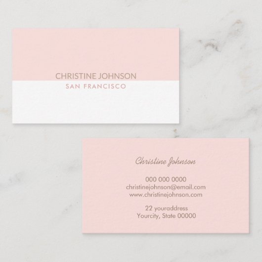 carte de visite blanc et rose délicat (Devant / Derrière)