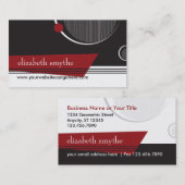 Carte de visite blanc et rouge noir chic (Devant / Derrière)