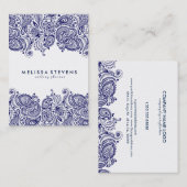 Carte De Visite Blanc et Royal Blue Paisley Lace Wedding planner (Devant / Derrière)