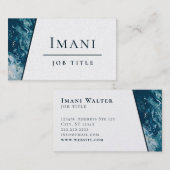 Carte De Visite Blanc et Turquoise bleu vert Abstrait minimal (Devant / Derrière)