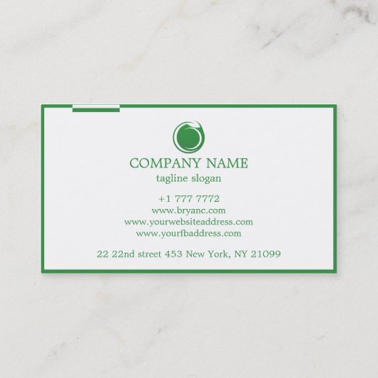 Carte De Visite Blanc et vert (Dos)