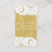 Carte De Visite Blanc & Faux Gold Floral Swirl Élégant (Dos)