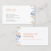 Carte de visite blanc, Fleurs sauvages orange et b (Devant / Derrière)