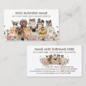 Carte De Visite Blanc Floral Animaux de compagnie Chien Chat Famil (Devant / Derrière)