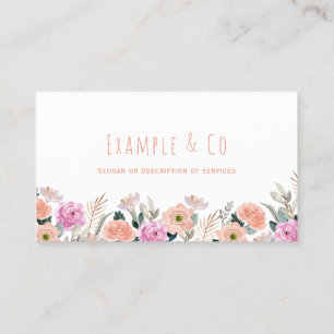 Carte de visite blanc, Floral Rose Orange classiqu