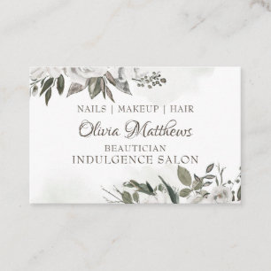 Carte De Visite Blanc Floral Vintage Cherish & Or Rose