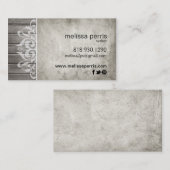 Carte De Visite Blanc gris en filigrane en bois rustique de | (Devant / Derrière)