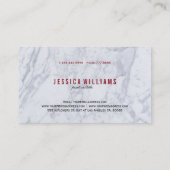 Carte De Visite Blanc & gris Faux Marbre Argent Accents (Dos)