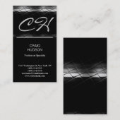 Carte de visite blanc gris monogramme moderne (Devant / Derrière)