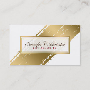 Carte De Visite Blanc & Grunge Gold Stripe Design moderne