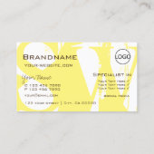 Carte De Visite Blanc jaune élégant et Brown avec logo Monogramme (Dos)