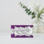 Carte De Visite Blanc Luxe Agate Argent Violet (Debout devant)