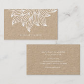 Carte De Visite Blanc Mandala Floral Boho Kraft (Devant / Derrière)