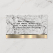 Carte De Visite Blanc marbre | Arrière - plan métal or (Dos)