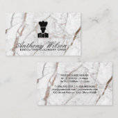 Carte De Visite Blanc marbre | Chef cuisinier (Devant / Derrière)