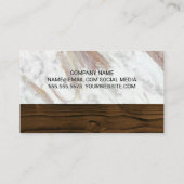 Carte De Visite Blanc marbre | Découpe en bois | Monogramme (Dos)