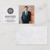 Carte De Visite Blanc marbre | Icône argent (Devant / Derrière)