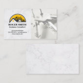 Carte De Visite Blanc marbre | Icône Maison | Touches (Devant / Derrière)