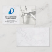 Carte De Visite Blanc marbre | Icône Maison | Touches (Devant / Derrière)