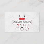 Carte De Visite Blanc marbre | Logo Verre Vin | Déguster le code Q (Devant)