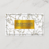 Carte De Visite Blanc marbre | Texture des taches d'or (Dos)