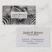 Carte De Visite Blanc mignon de noir de safari de nature de (Devant / Derrière)