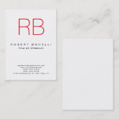 Carte de visite blanc mignon moderne rouge Monogra (Devant / Derrière)