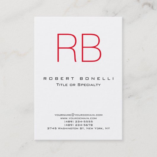 Carte de visite blanc mignon moderne rouge Monogra (Devant)