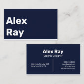 Carte De Visite Blanc minimal de la marine moderne (Devant / Derrière)