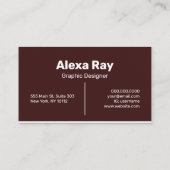 Carte De Visite Blanc minimal de marron moderne (Dos)