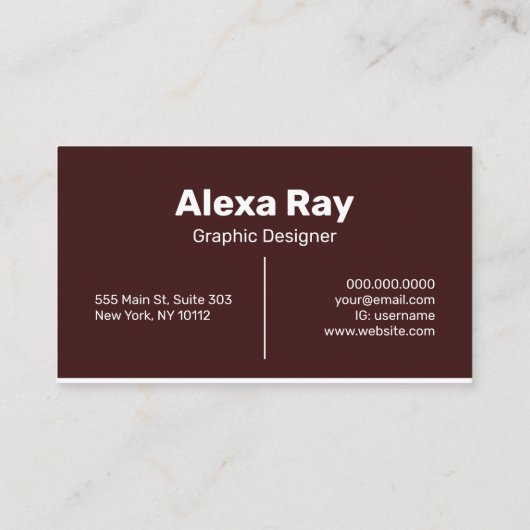 Carte De Visite Blanc minimal de marron moderne (Dos)