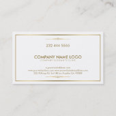 Carte De Visite Blanc moderne avec accentuation géométrique or (Dos)