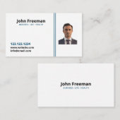 Carte De Visite Blanc moderne avec agent d'assurance Blue Lines (Devant / Derrière)