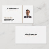 Carte De Visite Blanc moderne avec agent d'assurance Brown Lines (Devant / Derrière)