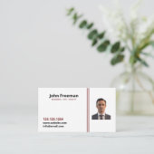 Carte De Visite Blanc moderne avec agent d'assurance Red Lines (Debout devant)